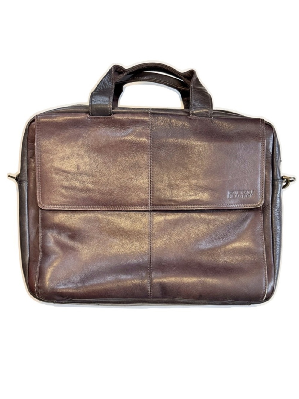 Kenneth Cole 3 for 15 SALE CLEARANCE Brown Leather Laptop Messenger Bag - Picture 4 of 11